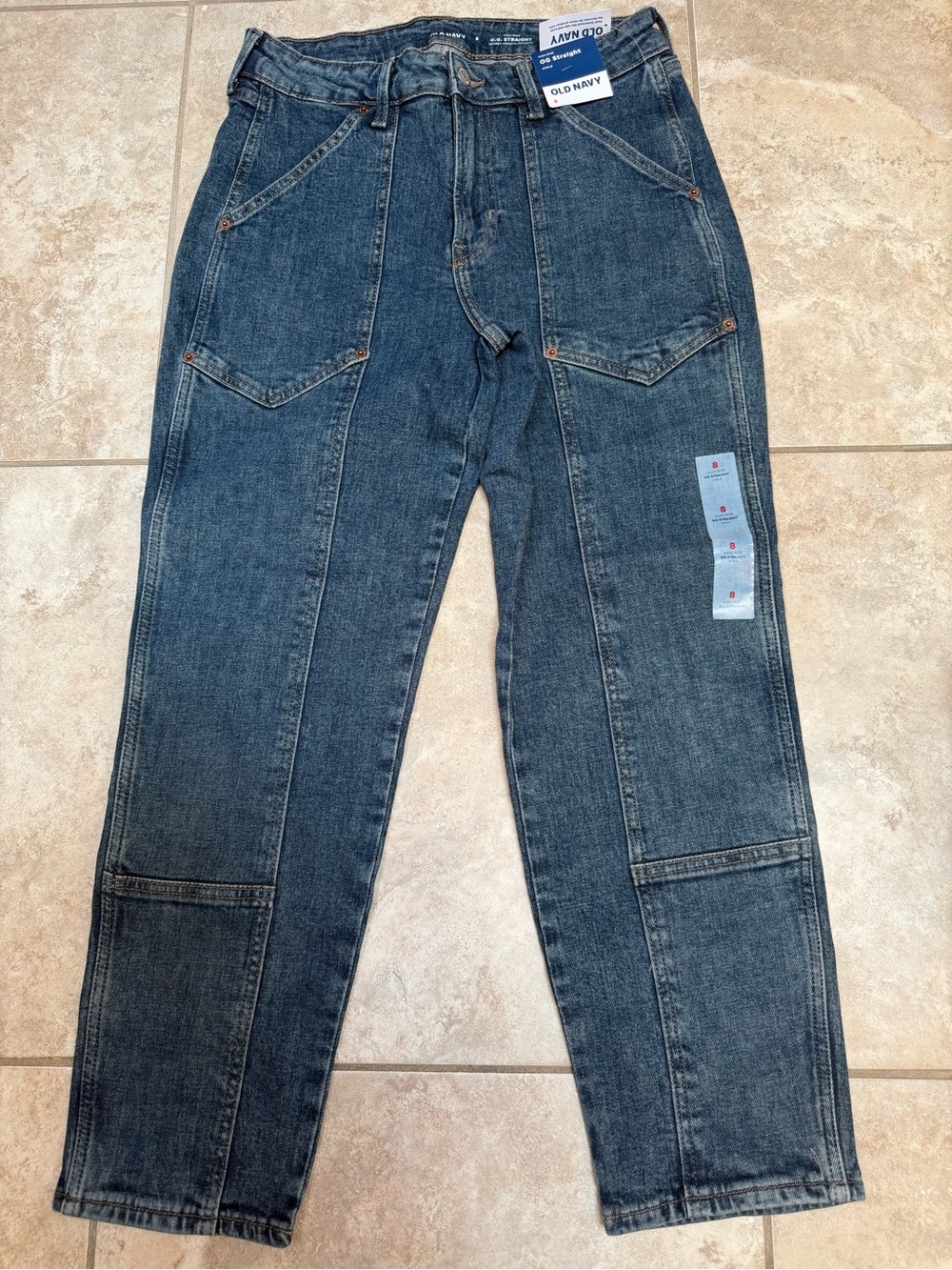 Old Navy Women's High Rise Dark Blue Straight-Leg Jeans, Size 8